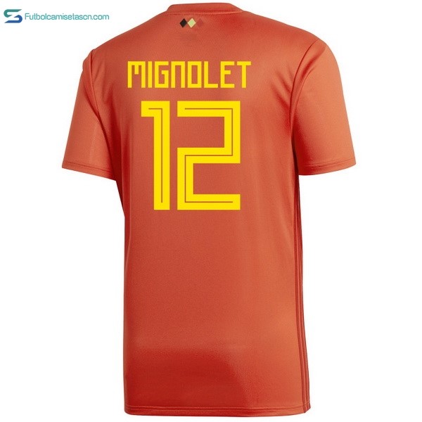Camiseta Belgica 1ª Mignolet 2018 Rojo